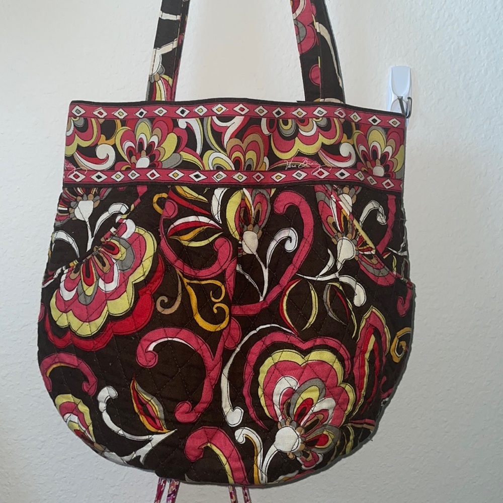 Vera Bradley brown red and yellow flower medium size purse